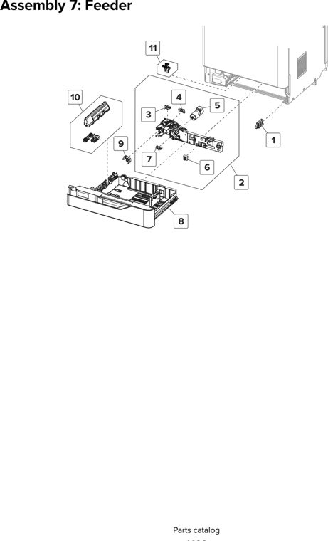Assembly 7: Feeder parts diagram - Lexmark CX825 CX860 XC8155 XC8160 XC8163 Parts