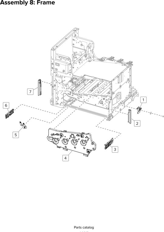 Assembly 8: Frame parts diagram - Lexmark CX825 CX860 XC8155 XC8160 XC8163 Parts
