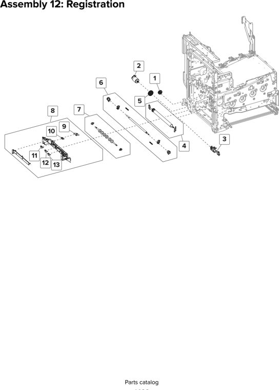 Assembly 12: Registration parts diagram - Lexmark CX825 CX860 XC8155 XC8160 XC8163 Parts