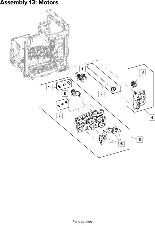 Assembly 13: Motors parts diagram - Lexmark CX825 CX860 XC8155 XC8160 XC8163 Parts