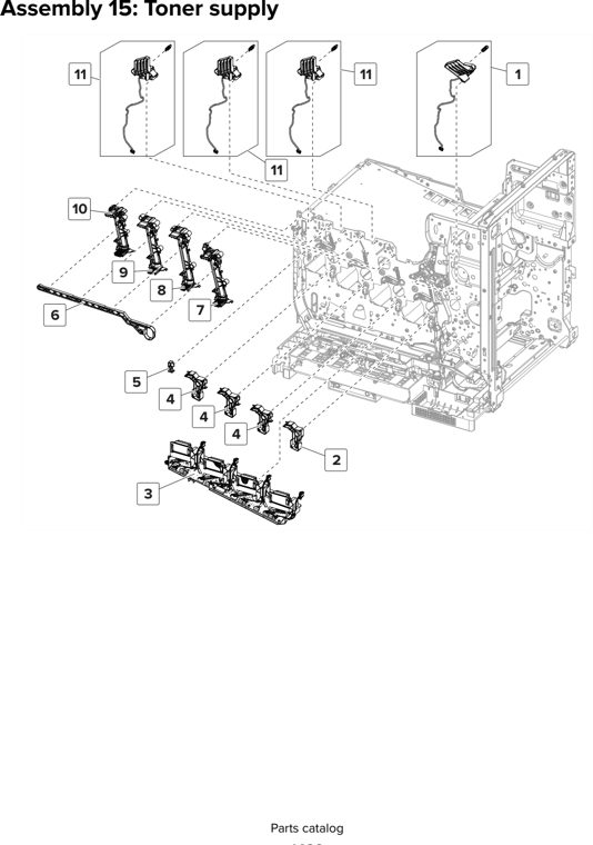 Assembly 15: Toner supply parts diagram - Lexmark CX825 CX860 XC8155 XC8160 XC8163 Parts