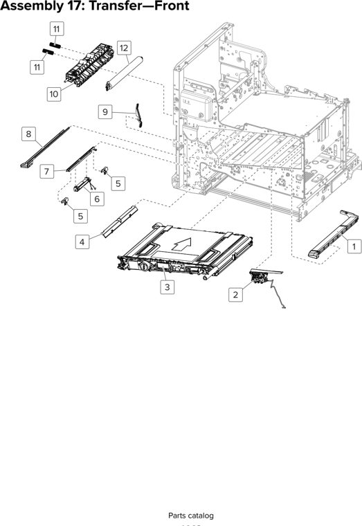 Assembly 17: Transfer—Front parts diagram - Lexmark CX825 CX860 XC8155 XC8160 XC8163 Parts