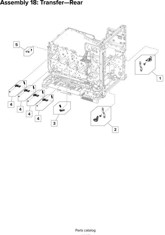 Assembly 18: Transfer—Rear parts diagram - Lexmark CX825 CX860 XC8155 XC8160 XC8163 Parts
