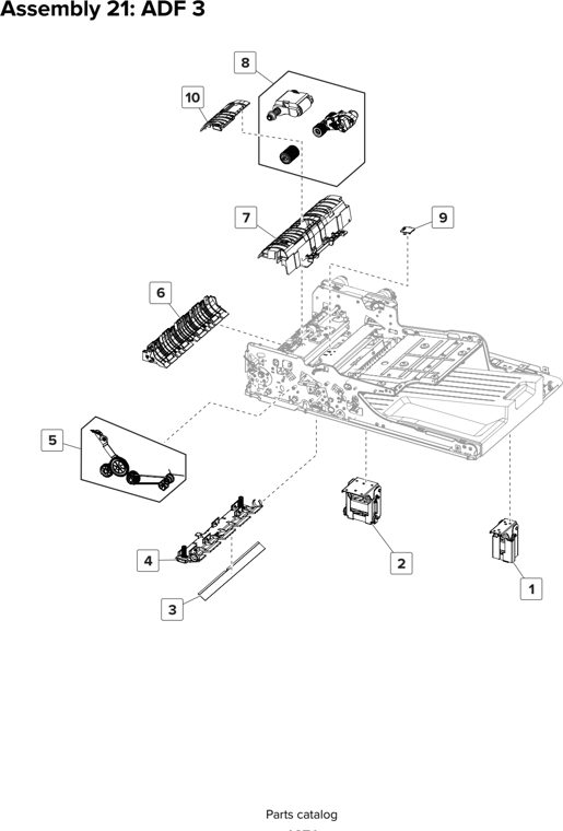 Assembly 21: ADF 3 parts diagram - Lexmark CX825 CX860 XC8155 XC8160 XC8163 Parts
