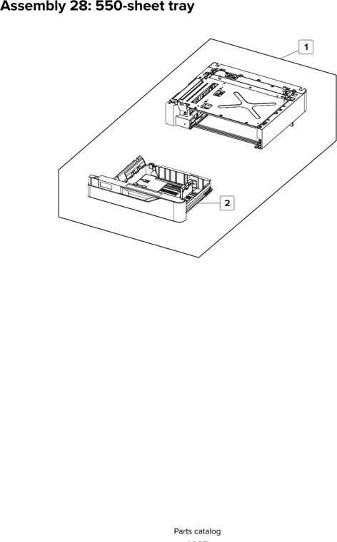 Assembly 28: 550-sheet tray parts diagram - Lexmark CX825 CX860 XC8155 XC8160 XC8163 Parts