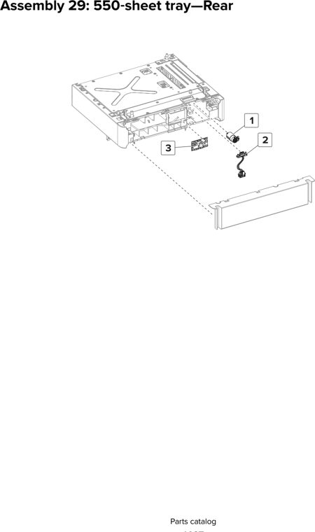 Assembly 29: 550 sheet tray—Rear parts diagram - Lexmark CX825 CX860 XC8155 XC8160 XC8163 Parts
