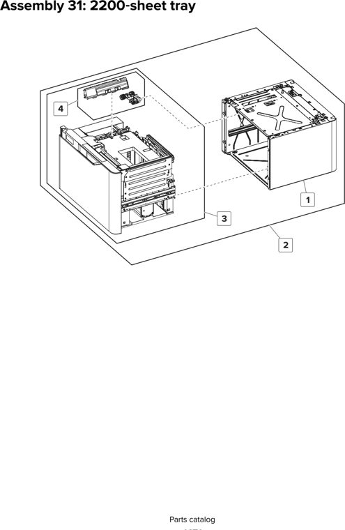 Assembly 31: 2200 sheet tray parts diagram - Lexmark CX825 CX860 XC8155 XC8160 XC8163 Parts