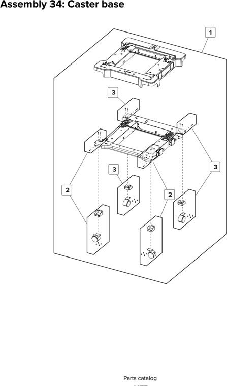 Assembly 34: Caster base parts diagram - Lexmark CX825 CX860 XC8155 XC8160 XC8163 Parts