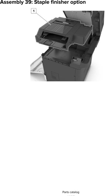 Assembly 39: Staple finisher option parts diagram - Lexmark CX825 CX860 XC8155 XC8160 XC8163 Parts