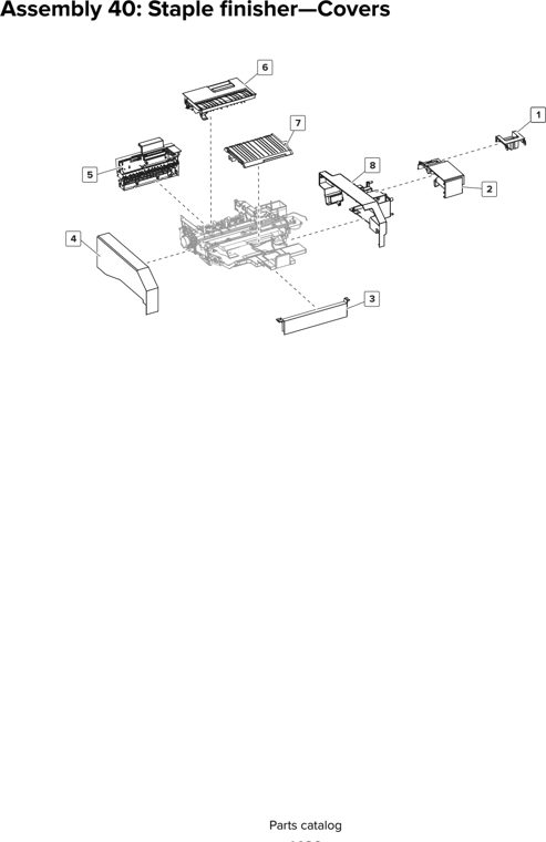 Assembly 40: Staple finisher—Covers parts diagram - Lexmark CX825 CX860 XC8155 XC8160 XC8163 Parts