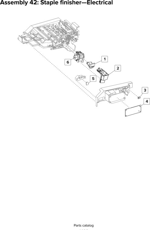 Assembly 42: Staple finisher—Electrical parts diagram - Lexmark CX825 CX860 XC8155 XC8160 XC8163 Parts