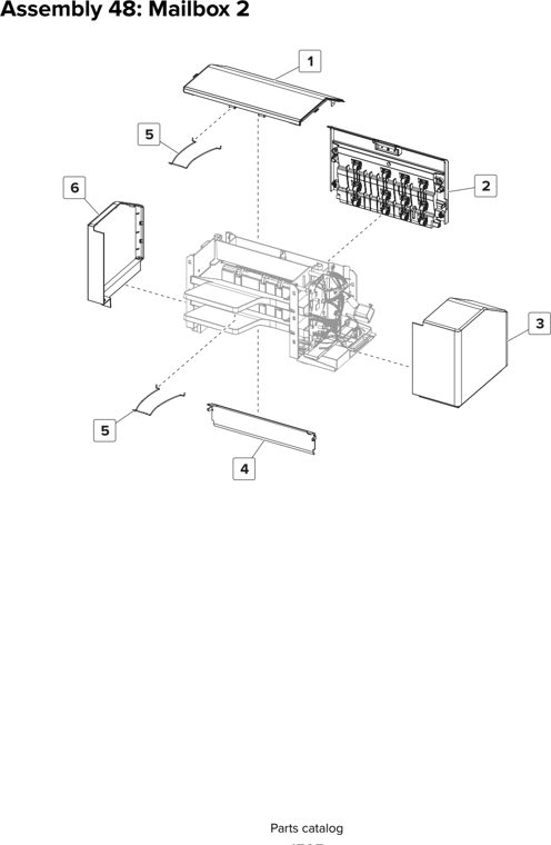 Assembly 48: Mailbox 2 parts diagram - Lexmark CX825 CX860 XC8155 XC8160 XC8163 Parts
