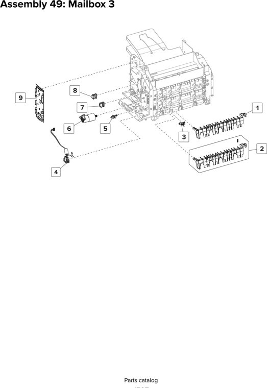 Assembly 49: Mailbox 3 parts diagram - Lexmark CX825 CX860 XC8155 XC8160 XC8163 Parts