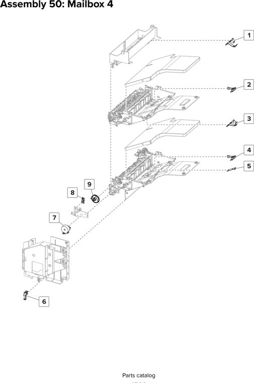 Assembly 50: Mailbox 4 parts diagram - Lexmark CX825 CX860 XC8155 XC8160 XC8163 Parts