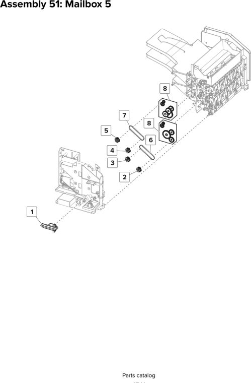 Assembly 51: Mailbox 5 parts diagram - Lexmark CX825 CX860 XC8155 XC8160 XC8163 Parts