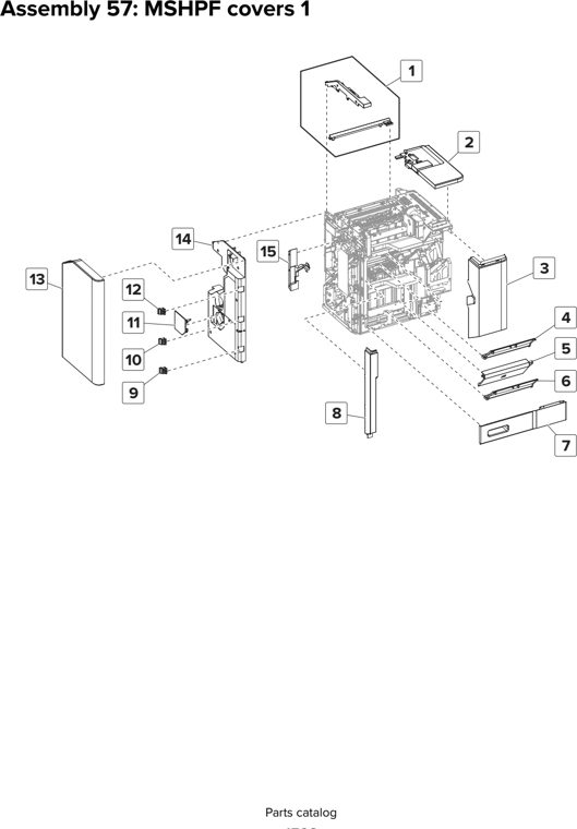 Assembly 57: MSHPF covers 1 parts diagram - Lexmark CX825 CX860 XC8155 XC8160 XC8163 Parts