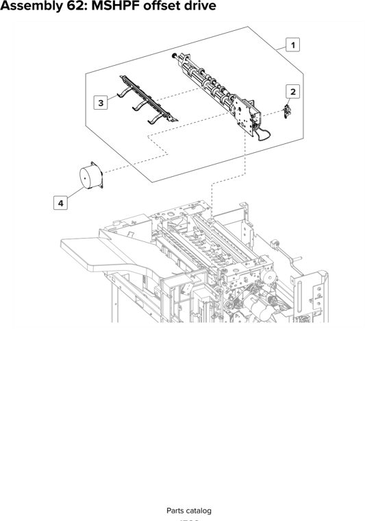 Assembly 62: MSHPF offset drive parts diagram - Lexmark CX825 CX860 XC8155 XC8160 XC8163 Parts