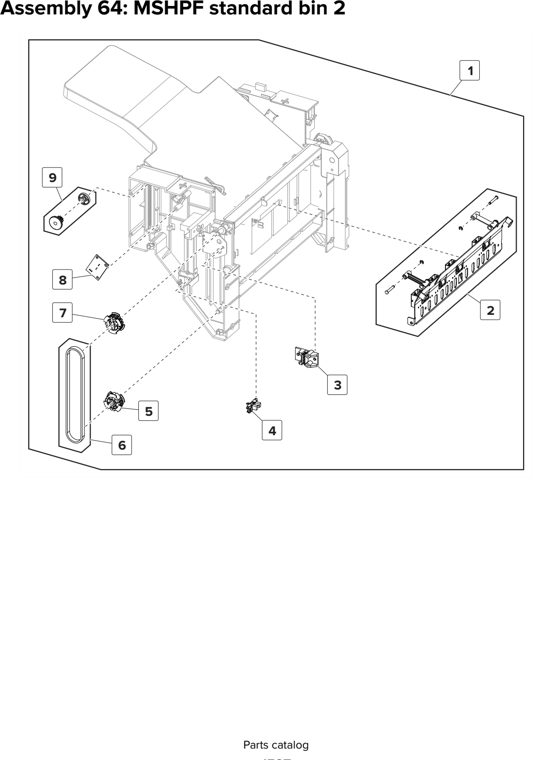 Assembly 64: MSHPF standard bin 2 parts diagram - Lexmark CX825 CX860 XC8155 XC8160 XC8163 Parts
