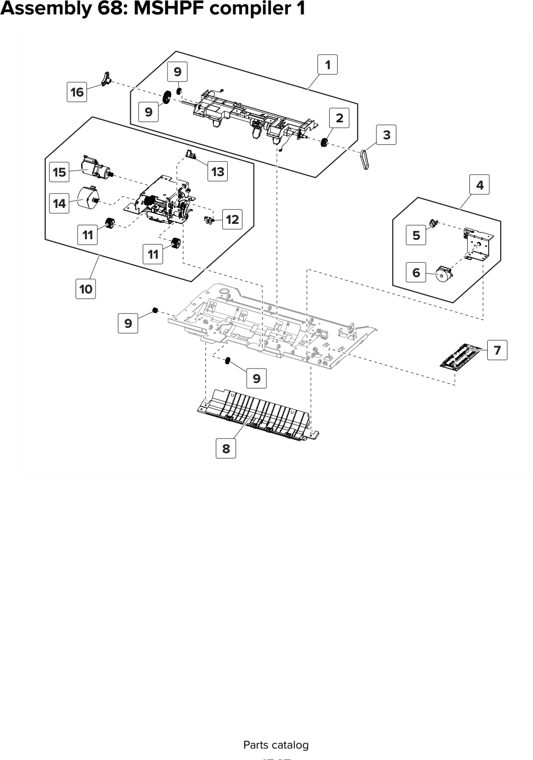 Assembly 68: MSHPF compiler 1 parts diagram - Lexmark CX825 CX860 XC8155 XC8160 XC8163 Parts