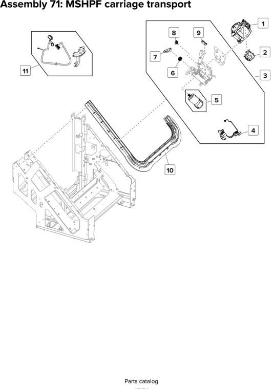 Assembly 71: MSHPF carriage transport parts diagram - Lexmark CX825 CX860 XC8155 XC8160 XC8163 Parts