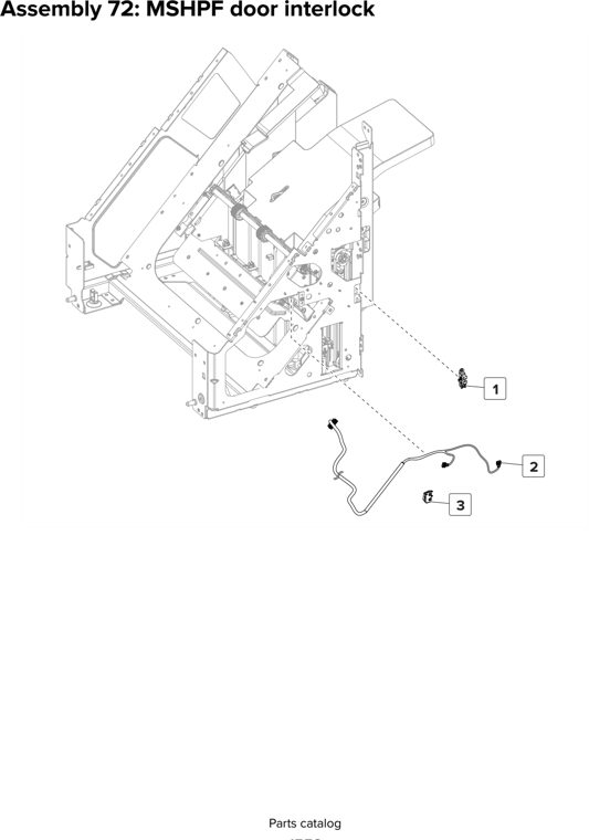 Assembly 72: MSHPF door interlock parts diagram - Lexmark CX825 CX860 XC8155 XC8160 XC8163 Parts