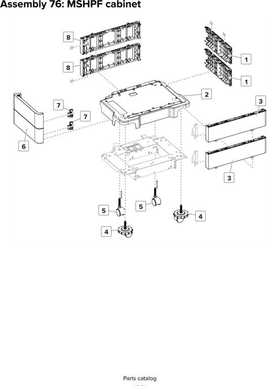Assembly 76: MSHPF cabinet parts diagram - Lexmark CX825 CX860 XC8155 XC8160 XC8163 Parts