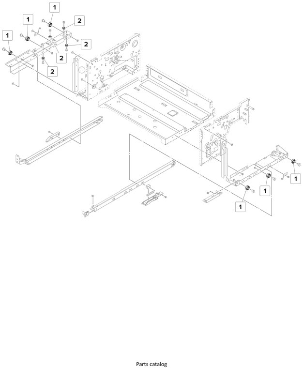 Assembly 1: Staple finisher—Frame parts diagram - Lexmark Finisher Parts CS921 CS923 CX920 CX921 CX923 CX924 MS911 MX910 MX911 XM91x
