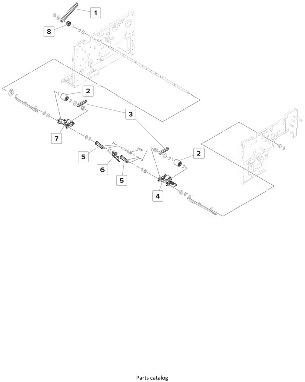 Assembly 5: Staple finisher—Compiler feed roller assembly parts diagram - Lexmark Finisher Parts CS921 CS923 CX920 CX921 CX923 CX924 MS911 MX910 MX911 XM91x