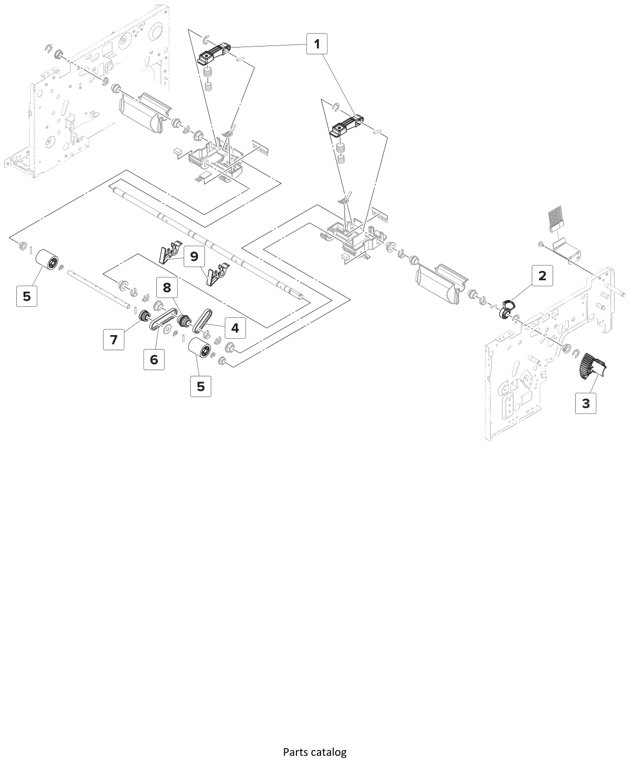 Assembly 10: Staple finisher—Exit section 1 parts diagram - Lexmark Finisher Parts CS921 CS923 CX920 CX921 CX923 CX924 MS911 MX910 MX911 XM91x