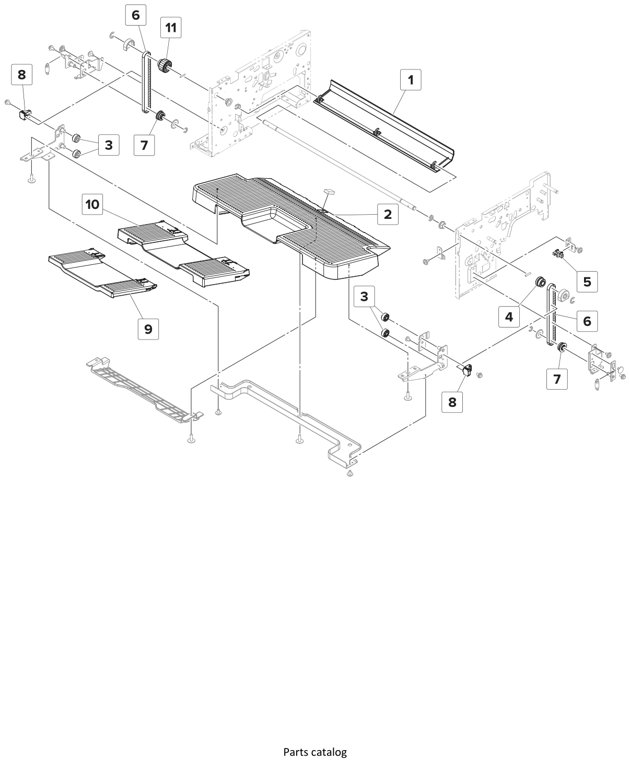 Assembly 13: Staple finisher—Bin section 1 parts diagram - Lexmark Finisher Parts CS921 CS923 CX920 CX921 CX923 CX924 MS911 MX910 MX911 XM91x