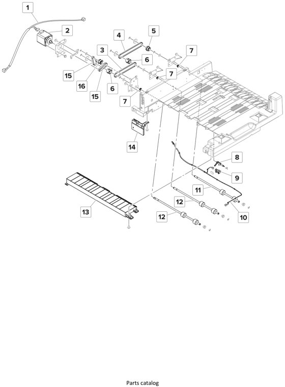 Assembly 19: Horizontal paper transport—Drive section parts diagram - Lexmark Finisher Parts CS921 CS923 CX920 CX921 CX923 CX924 MS911 MX910 MX911 XM91x