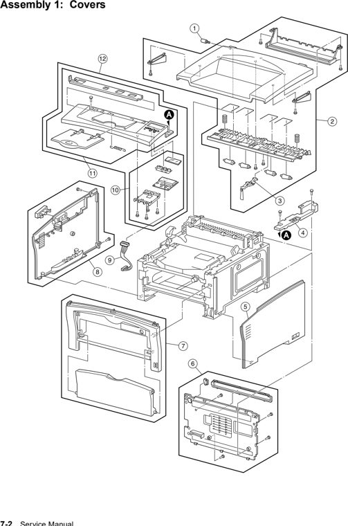Assembly 1: Covers parts diagram - Lexmark W812 Parts