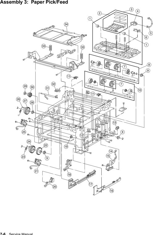 Assembly 3: Paper Pick/Feed parts diagram - Lexmark W812 Parts