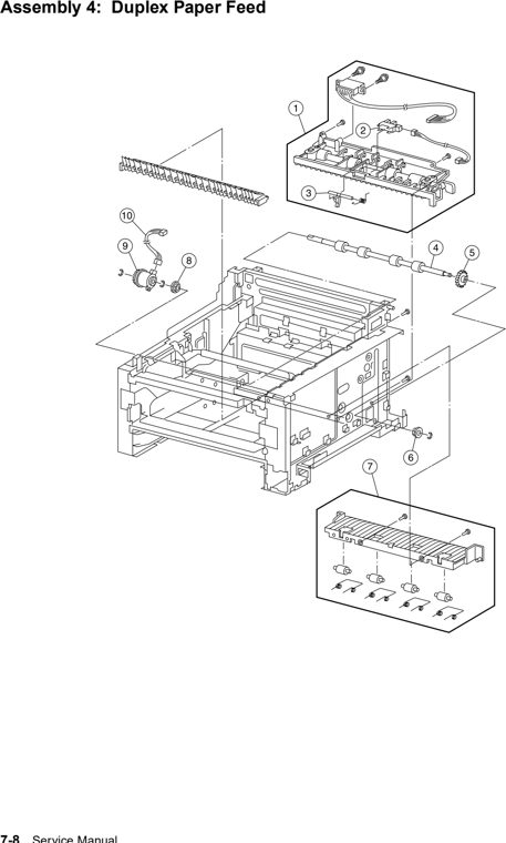 Assembly 4: Duplex Paper Feed parts diagram - Lexmark W812 Parts