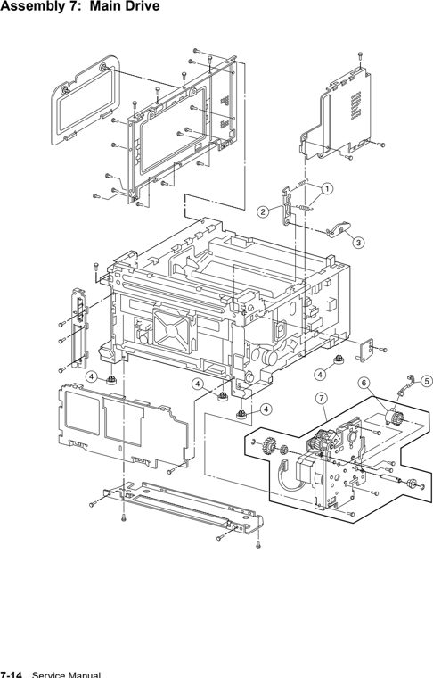 Assembly 7: Main Drive parts diagram - Lexmark W812 Parts