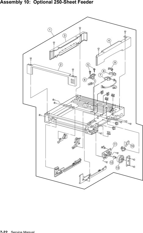 Assembly 10: Optional 250-Sheet Feeder parts diagram - Lexmark W812 Parts
