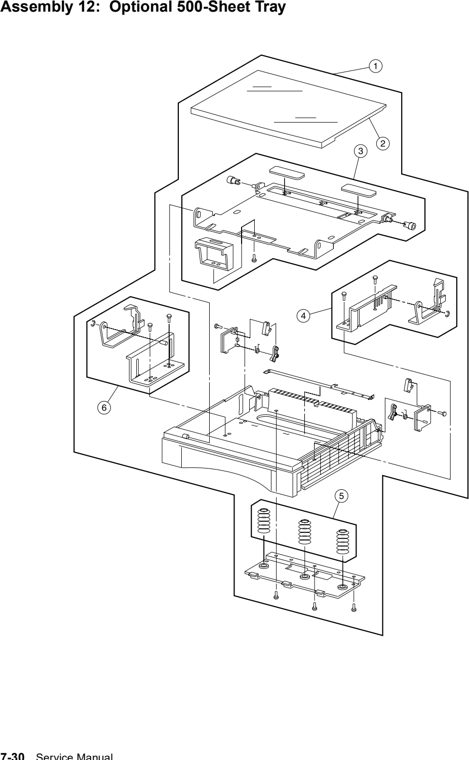 Assembly 12: Optional 500-Sheet Tray parts diagram - Lexmark W812 Parts