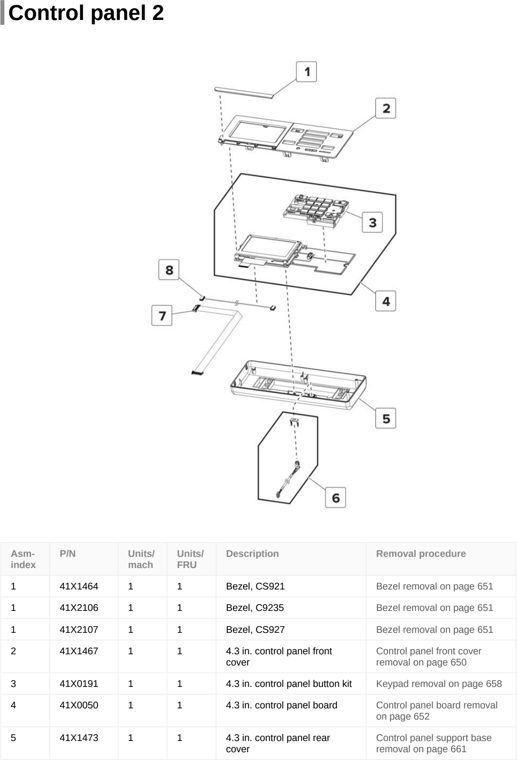 Assembly 6: Control panel 2 parts diagram - Lexmark CS921 C9235 CS927 Parts