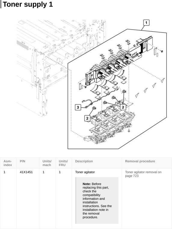 Assembly 8: Toner supply 1 parts diagram - Lexmark CS921 C9235 CS927 Parts