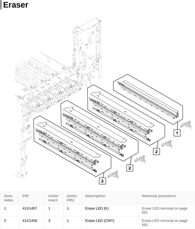 Assembly 12: Eraser parts diagram - Lexmark CS921 C9235 CS927 Parts