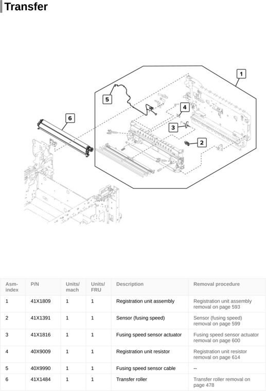 Assembly 16: Transfer parts diagram - Lexmark CS921 C9235 CS927 Parts