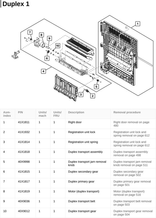 Assembly 22: Duplex 1 parts diagram - Lexmark CS921 C9235 CS927 Parts