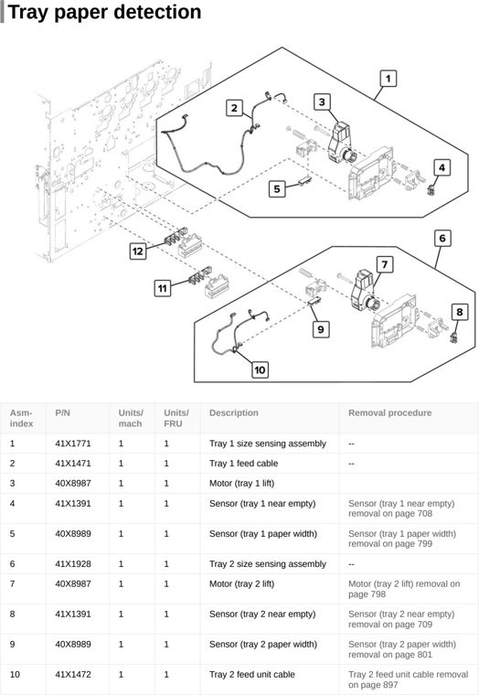 Assembly 40: Tray paper detection parts diagram - Lexmark CS921 C9235 CS927 Parts