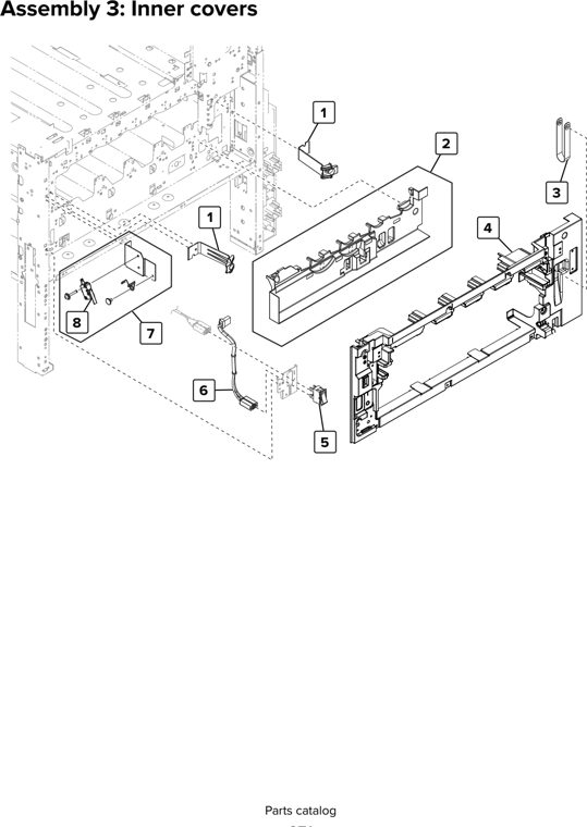 Assembly 3: Inner covers parts diagram - Lexmark CX920 CX921 XC9225 XC9235 CX927 Parts
