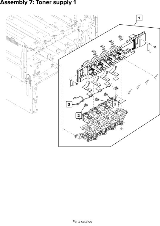 Assembly 7: Toner supply 1 parts diagram - Lexmark CX920 CX921 XC9225 XC9235 CX927 Parts