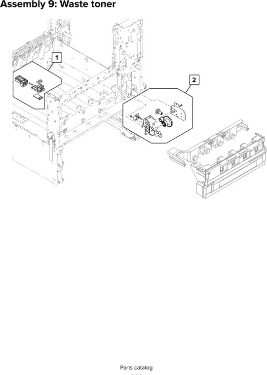 Assembly 9: Waste toner parts diagram - Lexmark CX920 CX921 XC9225 XC9235 CX927 Parts