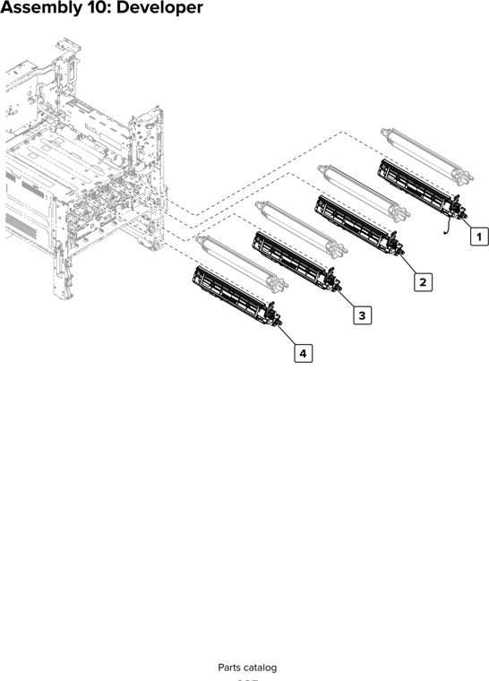 Assembly 10: Developer parts diagram - Lexmark CX920 CX921 XC9225 XC9235 CX927 Parts