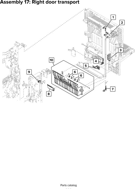 Assembly 17: Right door transport parts diagram - Lexmark CX920 CX921 XC9225 XC9235 CX927 Parts