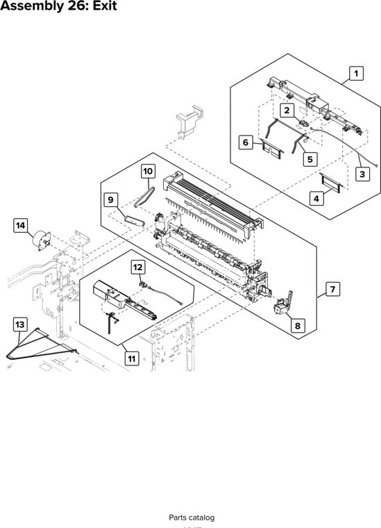 Assembly 26: Exit parts diagram - Lexmark CX920 CX921 XC9225 XC9235 CX927 Parts