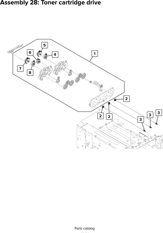 Assembly 28: Toner cartridge drive parts diagram - Lexmark CX920 CX921 XC9225 XC9235 CX927 Parts